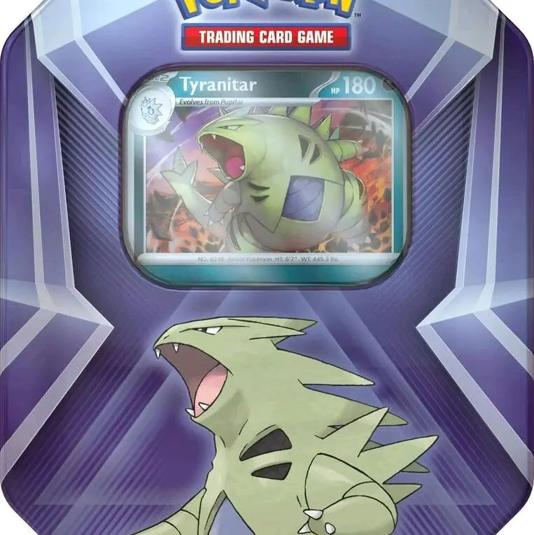 Pokemon Exclusive Triple Whammy Series Tyranitar Trading Card Tin, Collectible Non-Sports Trading Card Accessory