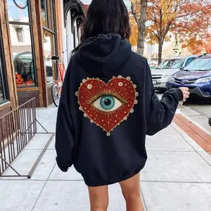 Mystic Eye Heart Hoodie, Oversized Y2K Sweatshirt, Witchy Gift, Surreal Evil Eye, Whimsgoth Style, Alt Clothing, Psychedelic Trippy, Unisex