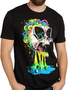 Trippy Melting Skull Graphic T-Shirt | Neon Colorful Psychedelic Dripping Tee | Retro Y2K Hip Hop Streetwear Unisex Oversized Cotton Top Men | TikTok Viral Fashion trendy t-shirts summer graphic tees day shirt