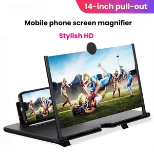 Video 14 Inch Phone Screen Magnifier Pull-Out Creative Stretch 3D Phone Magnifying Glass Stand Amplifier Stable Phone Holders, Mobile Accessory