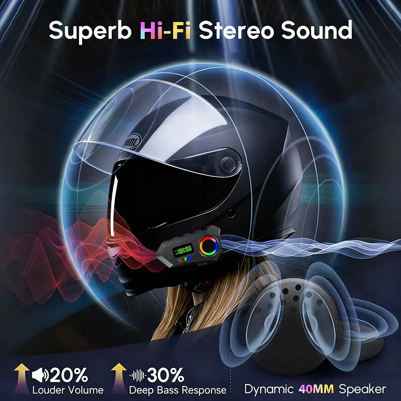 bluetooth motorcycle helmet with hifi sound TheLAShop Headset Intercom FM Radio 2 Ride selling CHIPS XV helmet audio system with the versatile K Y30A Bluetooth Motorbike Helmet Headset,