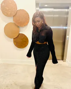 Boardroom Bae Pinstripe skirt set