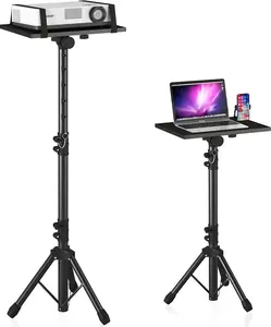 Projector Stand Tripod Adjustable, Laptop Height from 23.5 to 46.5 inches with Gooseneck Phone Holder, Floor for Office, , Stage, Studio, DJ Racks Holder Mount, 23.5inch-46.5inch