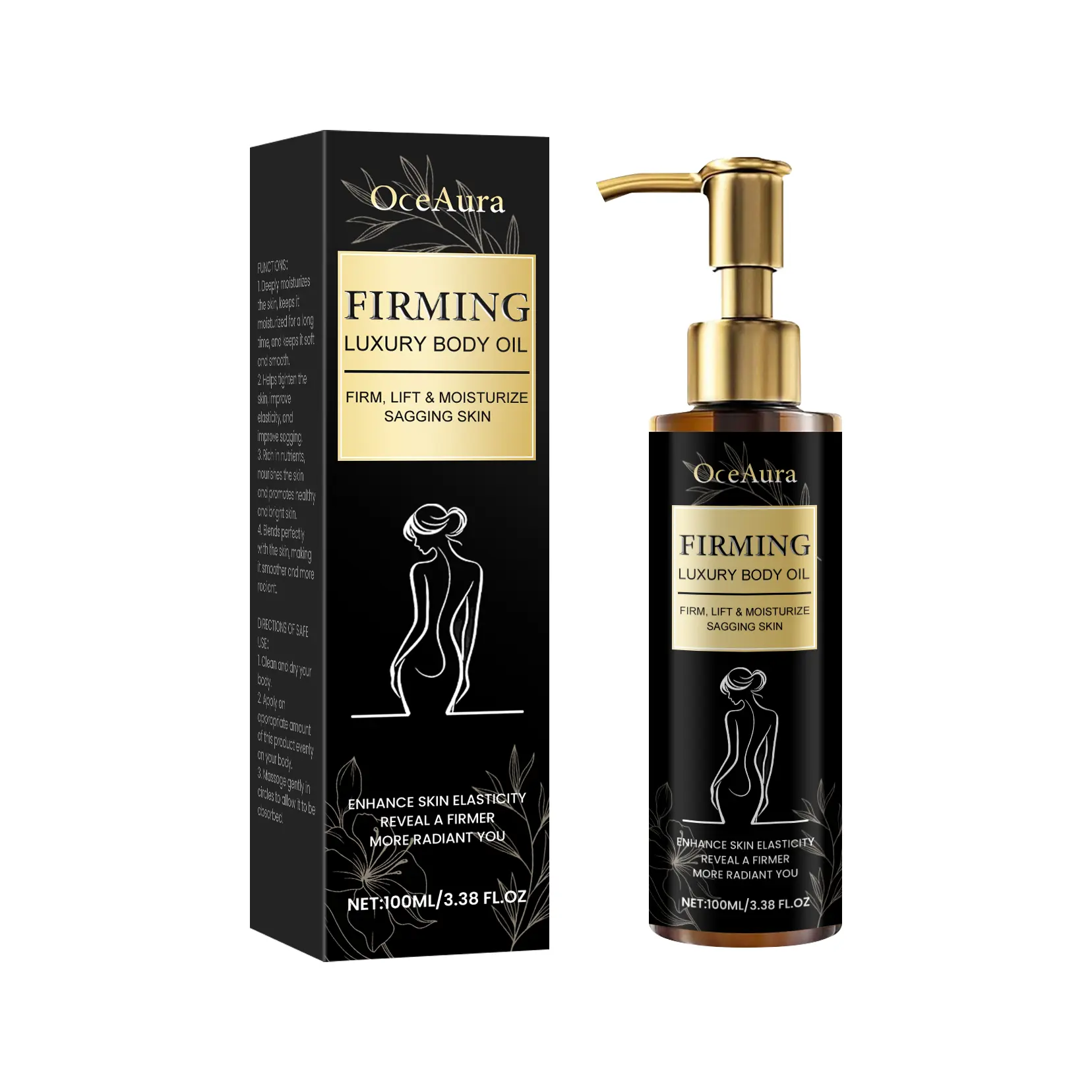 Hydrating Body Oil with Glycerin, Butylene Glycol & Hydrogenated Castor Oil - Lightweight Whole Body Care for Smooth, Contoured Skin, Moisturizer, Skin Tightening Oil