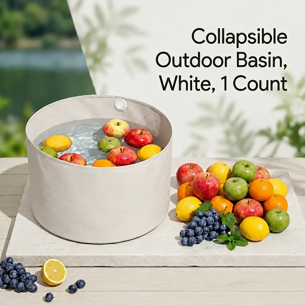 Single 1-Count Multi-Layer Fabric Collapsible Compact Bucket - Leak-Proof, Lightweight, Waterproof, with Built-In Hanging Hole, Reinforced Pressed Bottom Edges, No Extra Burden, Practical for Hiking, Kitchen Fruit Washing & Storage