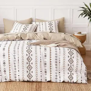 - Comforter Set, Boho Southwestern Rustic Style with Striped Aztec Multi-Geometric Pattern, Soft Lightweight Bedding, 3 Pieces, Taupe Brown, Queen Size