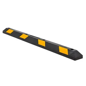 Guardian Parking Stop, 6 Foot Long Rubber Curb with Mounting Holes, Black/Yellow