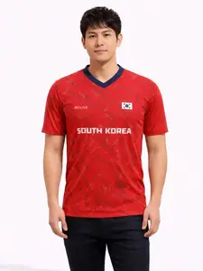 Korean National Team Football Sports Wear 2026 New Short Sleeve T-Shirt, Quick-Dry Fabric, All Seasons, Casual Style, Fitted