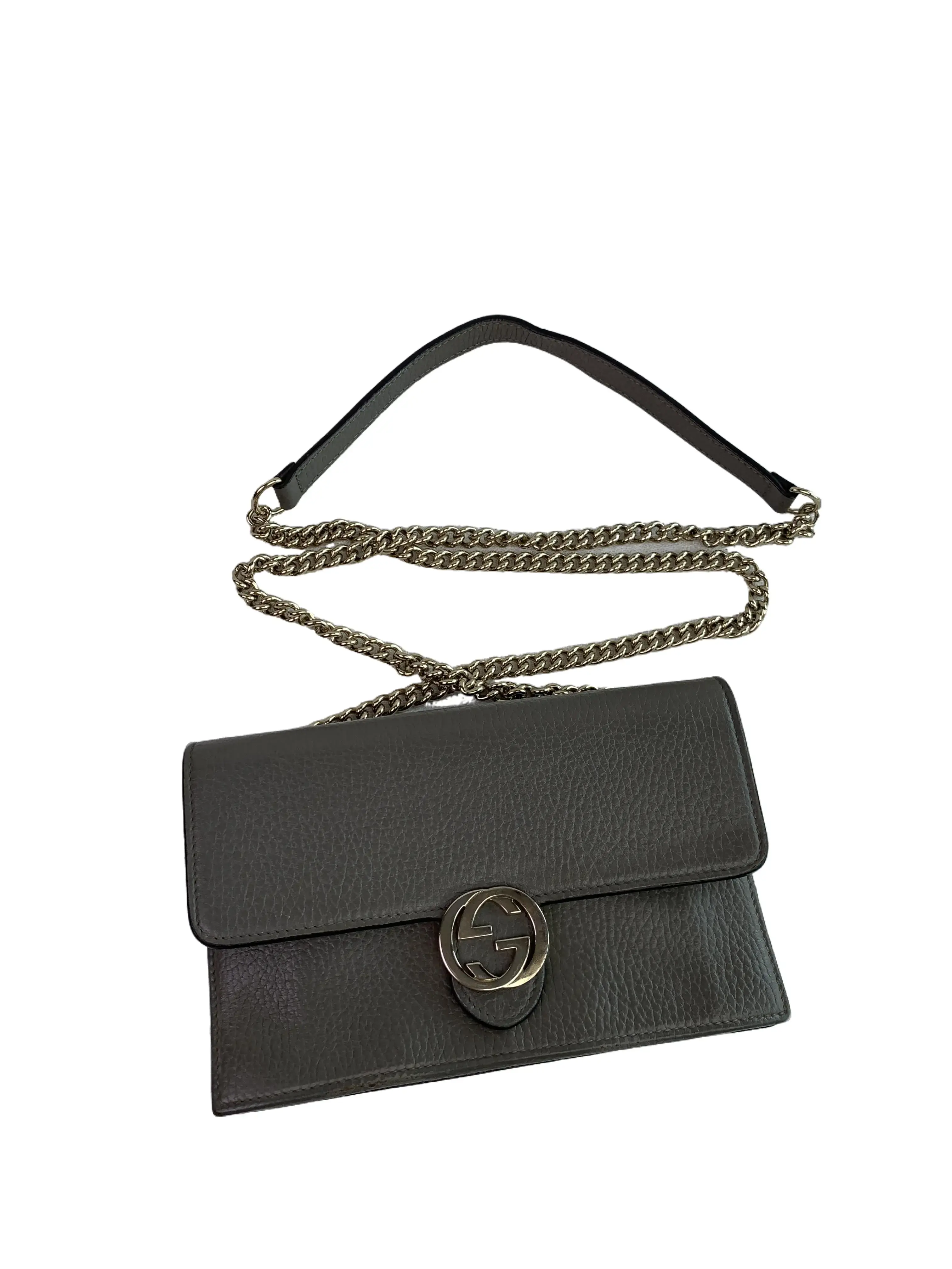 Pre-owned GUCCI Interlocking G Leather Chain Crossbody Bag/wj07118009/8009