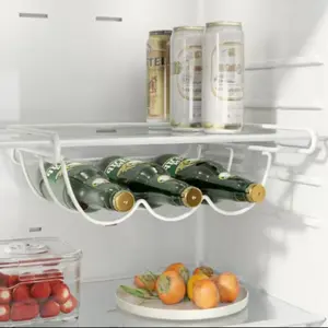 Creative Iron Art Daily Home Kitchen Refrigerator Storage Rack, Beverage Beer Organizer, Wave Slot Design, Anti-Slip, Space Saving