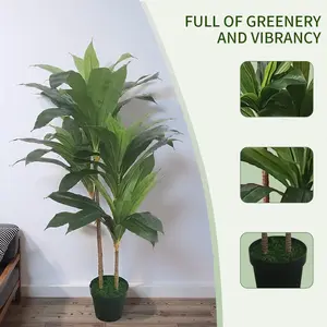 4FT Artificial Dracaena Tree Fake Plant for Home Office Living Room Decor Indoor