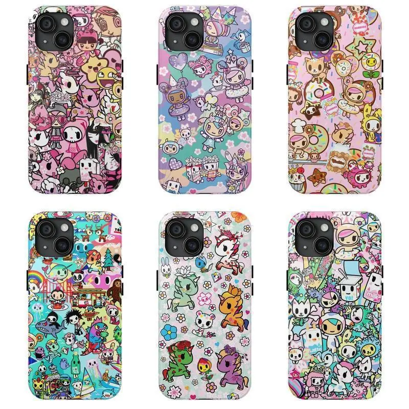 Trendy Aesthetic Tokid0ki Colorful Graffiti Design Phone Case|Retro Collage Japanese Style For iPhone 17 Pro Max 16 15 14 13 12 11 for Samsung S21 S22 S23 S24 S25 Phone Case| Tough phone case