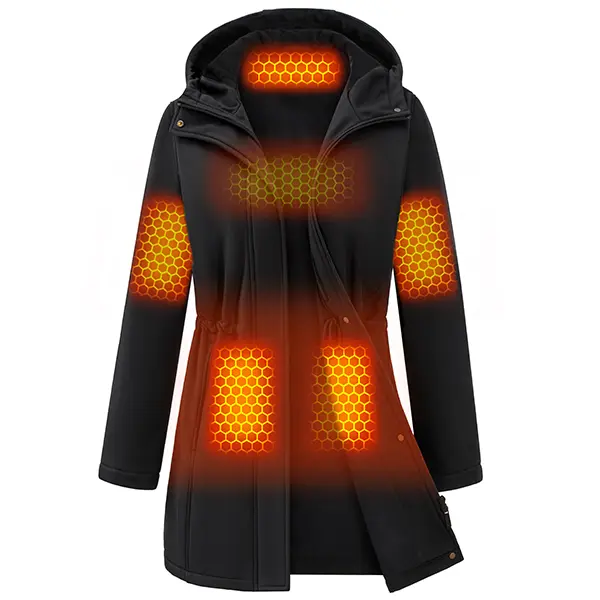 Wulcea Graphene Heated Softshell Jacket for Women 12V Fast Charge 18400mAh Large Capacity Coats Tops