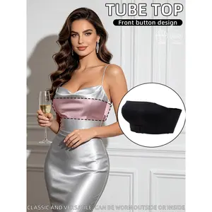Queenral 2-Piece Women’s Bridal Lingerie Bandeau Bra Set — Strapless, seamless, invisible push-up, front closure, wireless, adjustable, backless, breathable, summer