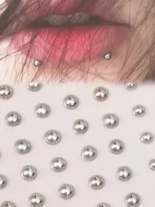 180pcs Self-Adhesive Waterproof Reusable Fake Labrets, Fake Nose Ring, Round Body Jewelry for Eyebrow & Nose Piercing, Non-Sensitive Skin Friendly Design