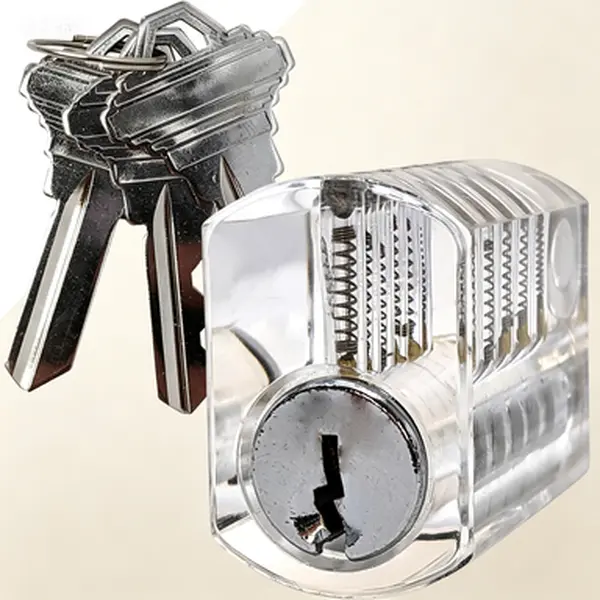 Clear Training Pad - Practice Lock for Locksmith Skills Transparent Lock Puzzle with Key Educational Learning Tool Reusable Locksport Training Aid