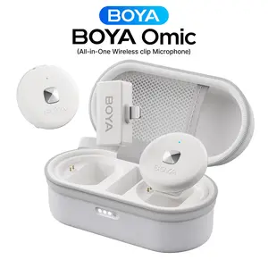 BOYA Omic Lavalier Microphone Wireless Noise Cancelling with Charging Case Compatible with iPhone Android Smartphones Action Cameras Laptops Audio Chargeable