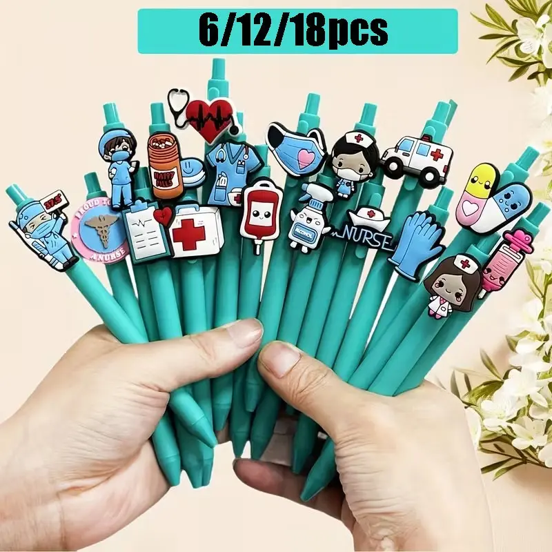 6/12/18Pcs Nurse Doctor Writing Gel Pens, Medical Record Pens, Nurse Day Gift, Mixed Colors, Random Styles, Perfect for Nurses, Medical Assistants, Students, Smooth Writing Pen, Stationery Office Supplies, Writing Tools