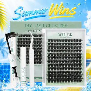 YOULUCK Popular DIY Lash Clusters Kit with Glue Remover & Tweezer for Beginners Long-Lasting Fluffy Weightless Look Individual Eyelash Extensions Ultra-Thin Band Bond Makeup for Girls - Cosmetic