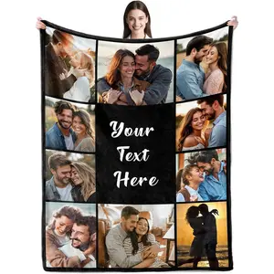 SHIPS NEXT DAY Custom Blanket with Picture Text Personalized Throws Blanket with Photos Customize Blanket Customizable Blankets Customized Gifts for Mom Dad Couple Girlfriend Boyfriend Wife Husband