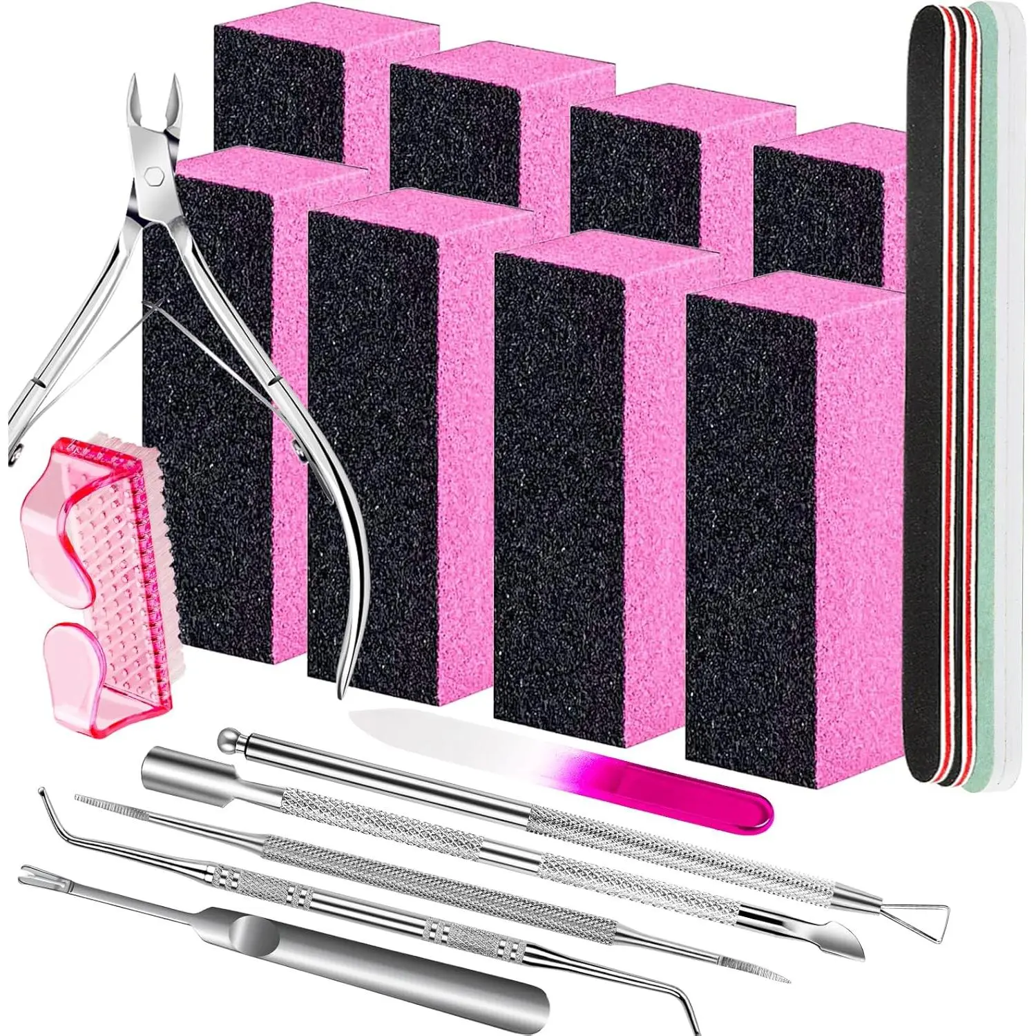 Nail Buffers and Files, Nail Care Kit, Nail Cuticle Tools Set, Manicure Tools, Finger Nail File, Nail Buffer Block, Cuticle Nippers, Ingrown Toenail Tools