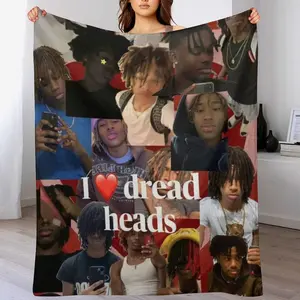 Super soft Lil Durk inspired flannel Fleece is comfortable and warm, suitable for living rooms, offices, sofa decorations, year-round travel, multifunctional gifts, digital printing, polyester fiber, seasonal blankets, and soft polyester fiber b 402