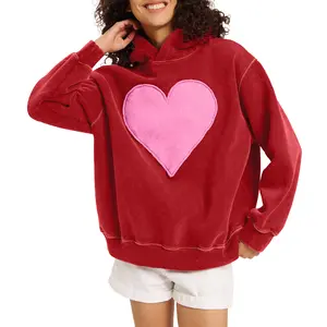 FAIABLE Women's Embroidered Hoodie Designs with Heart Patch – Long Sleeve Hooded Blazers and Pullover Styles for Ultimate Comfort and Fashion , Stylish Blazer Hoodie Essentials - Embrace the Streetwear Aesthetic Tops Baggy Springtok
