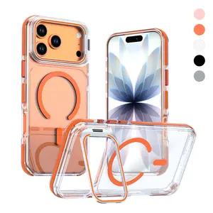 For iPhone 17 16 15 14 13 Pro Max Clear MagSafe TPU Case with Camera Kickstand Lightweight Transparent Cover