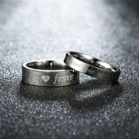 Unisex Stainless Steel Engraved Couple Matching Band Promise Rings - 9 Design Love Rings, Eternal Symbol, Adults' Husband and Wife Wedding Anniversary Daily Wear Jewelry Gift