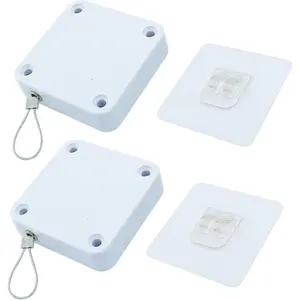2Pcs Punch Free Automatic Sliding Door Closer Steel Drawstring 500g Tension White for Bedroom Bathroom Office