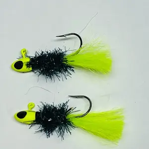 2 Pack of Hand Tied 1/16 oz Crappie Panfish Walleye Jigs with Premium Glow Head jigs for Enhanced Visibility and Attraction Barrel Snap