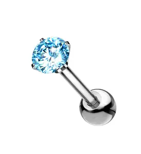 Aqua CZ Titanium Cartilage Barbell
