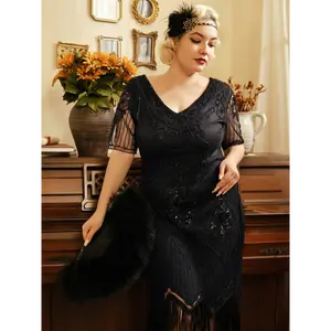 Great Gatsby Dresses For Women Plus Size Cocktail Dress 1920s Flapper Costume For Women