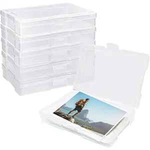 6Pcs Plastic 4"x6" Photo Storage Containers - Home Organizer Craft Keeper for Cards, Stamps, Scrapbooking