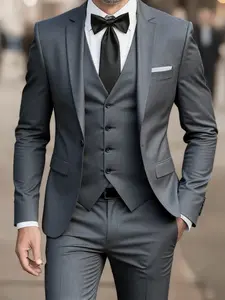 Men's 3pcs Suit Set: Blazer + Vest + Trousers, Business Casual, Formal, Stylish and Elegant, Premium Quality for Weddings, Work, and Parties