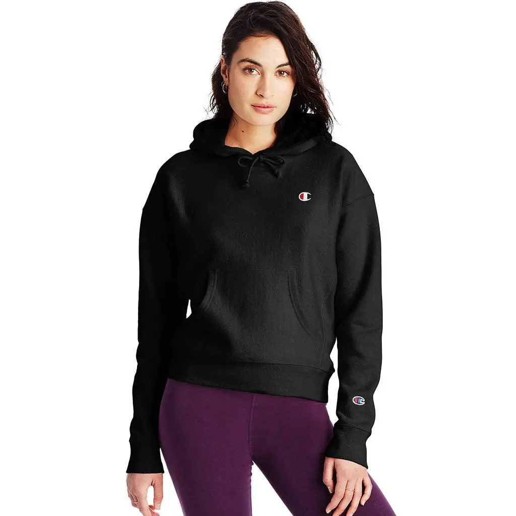 CHAMPION Women's Reverse Weave Hoodie, Relaxed Fit Pullover Sweatshirt in Heavyweight Cotton Fleece with Embroidered C Logo, Sweatshirts, Soft, Tops