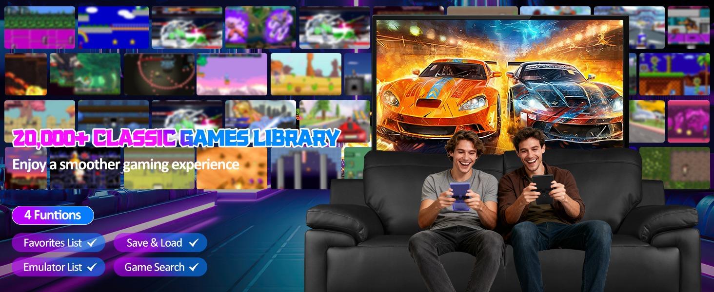 XF40V Retro Handheld Game Console with 2*Detachable Long Joysticks, 4.0-Inch HD IPS Screen Retro Gaming Console, Preloaded Classic Games with Multiple Emulator, Pocket Video Gaming