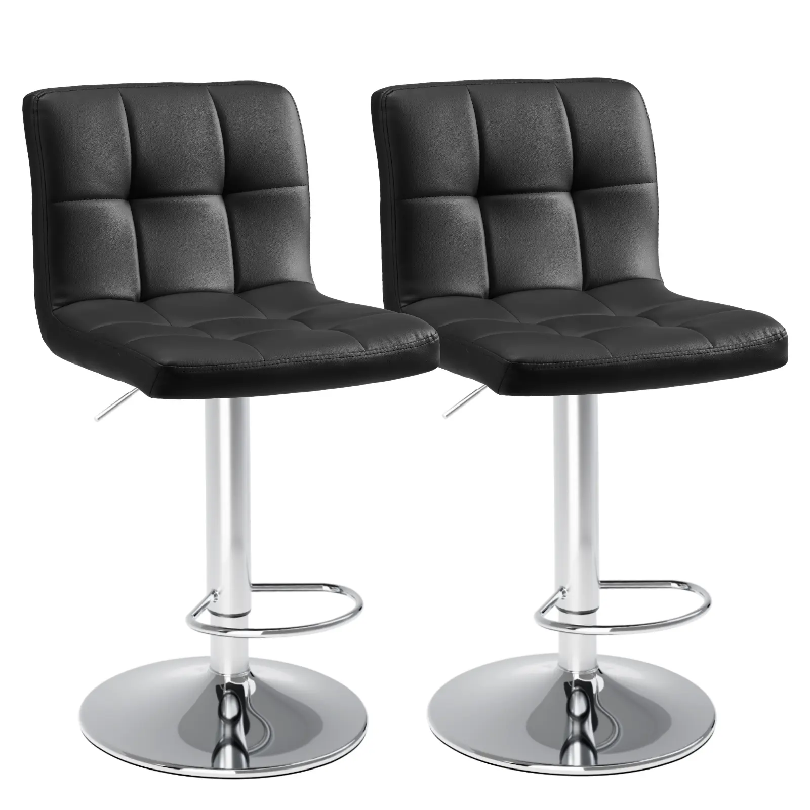 Counter Height Barstools 2-Pack,Square Seat Cushion Barstool with Back, Height Adjustable PU Leather Swivel Barstool ,Black Chair Furniture sillas upholstered bar chair sillas counter Kitchen coffee