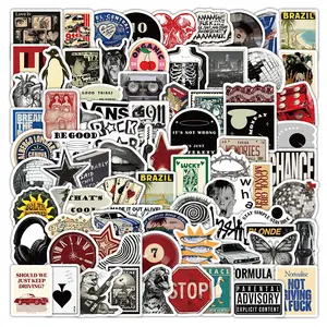 103Pcs Classic Retro American Style Waterproof Stickers Aesthetic Vintage Decals Phone Laptop Journal Decor