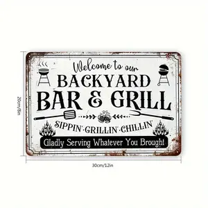 1pc Vintage Metal Sign, Modern BBQ Decor, Reusable Metal Wall Art, Weatherproof for Outdoor Spaces, Patios, or BBQ Areas, 8x12 inches/ 20x30 cm Signage Decoration Items Rectangle Design