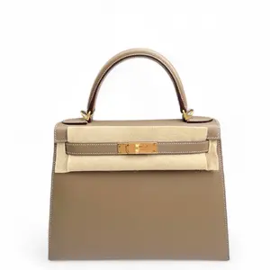 Pre-owned HERMÈS Leather tote bags Hermes Kelly 28 Epsom 18 Etoupe (mk103369)