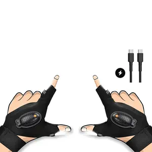 Adjustable LED Flashlight Gloves - Elastic Fabric, Comfortable Fit, Unique Flashlight Design, Suitable for Night Work and Camping