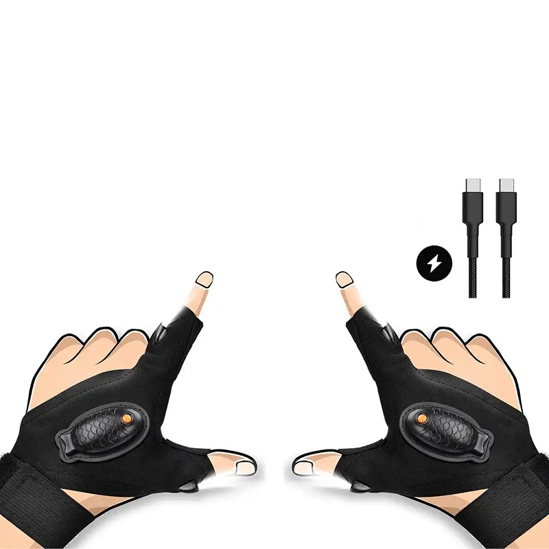 【Today's special 】Adjustable LED Flashlight Gloves for Night Work and Camping - Elastic Fabric, Comfortable Fit, Unique Flashlight Design