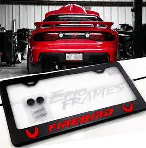 Red & Black Firebird License Plate Frame Black Metal Pontiac / Trans Am
