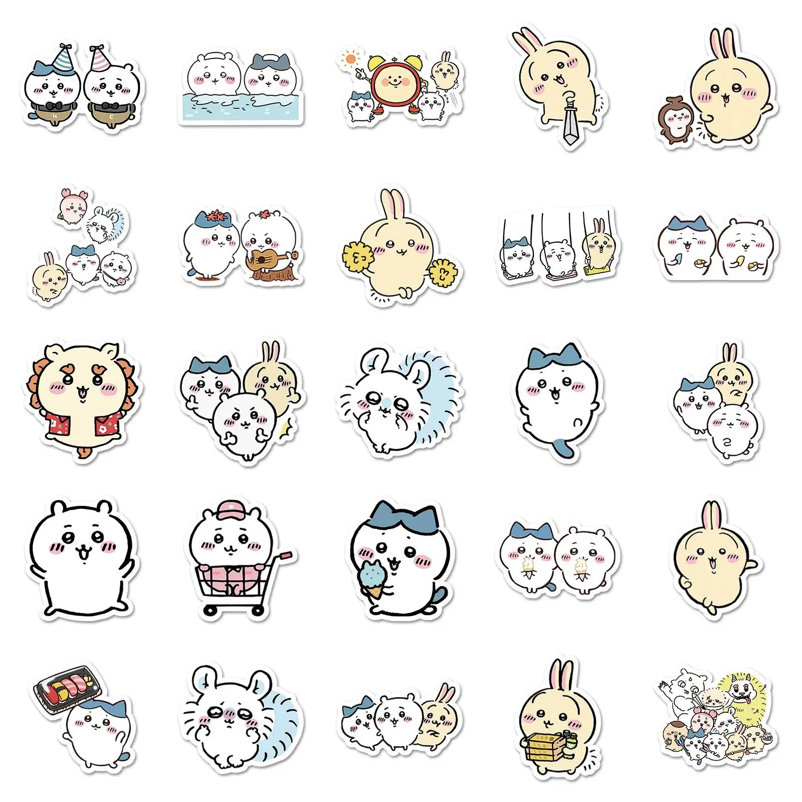 50 Pieces of Chiikawa Graffiti Stickers Cartoon Cute Usagi Hachiware Decorative Guitar Phone Case Stickers Friends Gifts