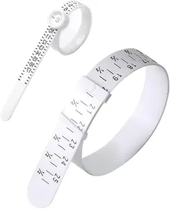 2 Pcs Ring and Bracelet Sizer Measuring Tool White Reusable Finger Wrist Jewelry Sizing Tool Set with Magnifying Glass