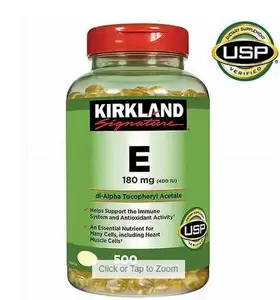 Kirkland Signature Vitamin E 180mg., 500 Softgels Adult Supplement Edible Fitness Dietary Healthcare Muscle Healthy Optimum Bathroom