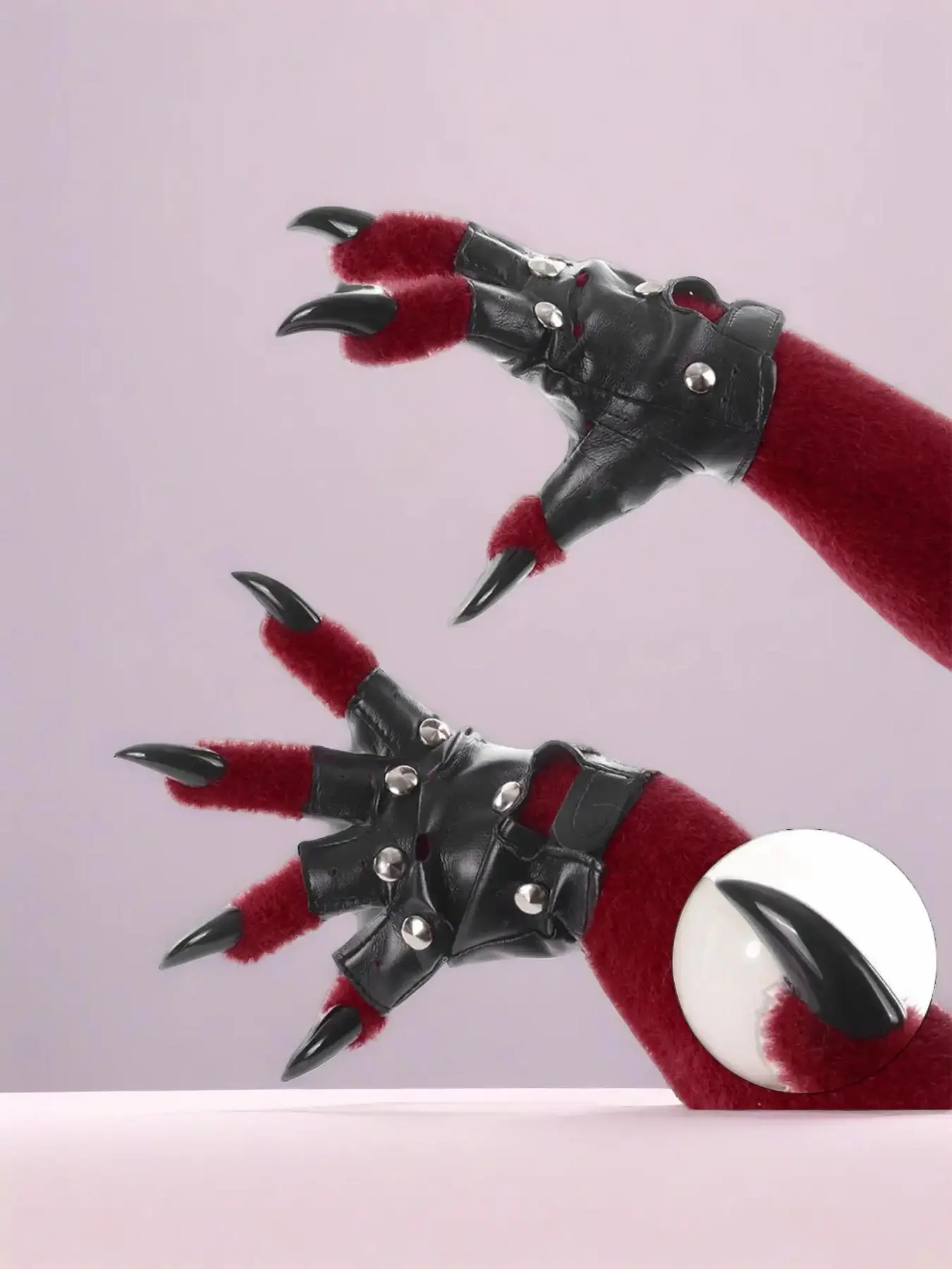 New plush beast claw gloves cool gloves punk leather gloves cosplay accessories prop decorative Animal Claw Gloves