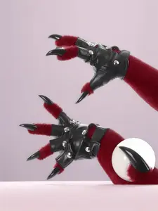 New plush beast claw gloves cool gloves punk leather gloves cosplay accessories prop decorative Animal Claw Gloves