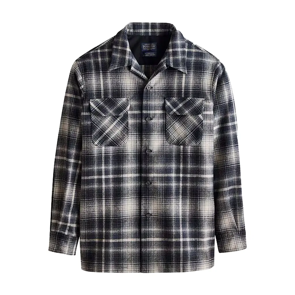 Pendleton Menswear Longsleeves Men's Collared Board Shirt - Umatilla Wool, Grey-Tan Ombre, Big & Tall Fit, Machine Washable, Fabric, Basic Style, Wardrobe Staples, Tops, Casual, Stain, Collared Neck, Extra Large, Square Bottom, Virgin Wool, Casual Wear, G